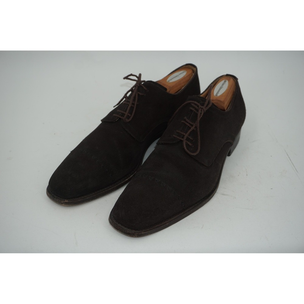 Calzoleria Harris Shoes Brown Suede Derby Dress Barneys NY Italy Men's Size 10